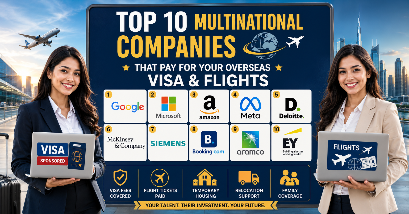 Top 10 Multinational Companies That Pay for Your Overseas Visa and Flights